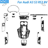For Audi A3 S3 RS3 8V 2013-2019 Forged Carbon Fiber Center Console Gear Shift Air Vent Trim Set Car Interior Accessories Sticker