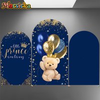 Mocsicka Happy Birthday Backdrop Arch Cover Baby Shower Prince Photo Arched Background Balloon Blue Decor Double-Sided Photocall