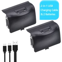 2pcs Pickle Power Xbox One Rechargeable Battery Pack for Xbox One/One S/One X/One Elite Wireless Controller + 2 in 1 USB Cable