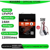kuugro 6V 7Ah 14Ah LiFePO4 Rechargeable Battery with BMS Replace 6V Lead-acid Battery for Emergency Power Supply Electric Scales