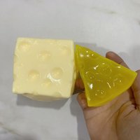 STYLEJumbo Cheese Cube Stress Ball Big Cheese Shapeable Squeeze Ball Honey Cheese Non-Bounce Fidget Toy ASMR Sensory Anti-Stress