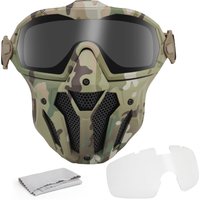 WST Full Face Mask Tactical Airsoft Paintball Face Mask with Fan Breathable Anti-fog Hunting Shooting Protective Mask Goggles
