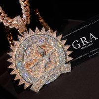 Egyptian Pharaoh Sun Pendant Matte Antique Gold Zircon/Moissanite/S925 Pendant Necklace Jewelry Making Discovery Accessories