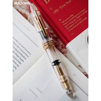 MAJOHN P140 Metal Copper Piston Fountain Pen Transparent Sun Nib Light Resin Body PK X159 9019 Stationery School Supplies image 4