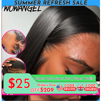 WowAngel 250% Upgraded 13x6 HD Lace Full Frontal Wigs Glueless Straight Human Hair Wigs Pre Plucked Natural Scalp Brazilian Hair