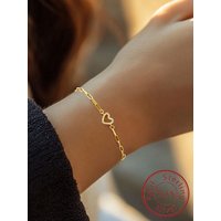 925 Sterling Silver Simplicity Zircon Hollow Out Heart-Shaped Bracelet For Women Party Personalized High Quality Fine Jewelry