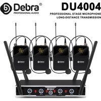Debra DU4004 Wireless Conference Microphone System, UHF 4-channel, lavalier, headset, handheld microphone, for weddings, karaoke