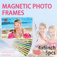 Magnetic photo frame set 4x6 inches, 5-piece white photo frames, with magnetic back, suitable for refrigerator, office, and meta