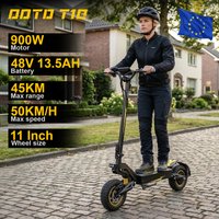 Trottinette électrique OOTD T10, moteur 500W, batterie 48V 13.5Ah, pneus de 11 pouces, vitesse maximale de 25 km/h, autonomie de 45 km, freins à disque avant et arrière, amortisseurs à ressorts avant
