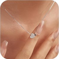Women S925 Sterling Silver Heart Necklace Dainty 14k Gold Plated CZ Love Heart Pendant Choker Necklaces Birthday Gifts For Her