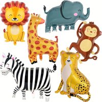 6pcs Jungle Safari Animal Balloons Birthday Party Decorations Giant Safari Balloon For Boy Wild One Theme Zoo Monkey Elephant Ze