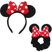 2PC Mickey Ears Headband Cartoon Mickey Mouse Scrunchies Girl Birthday Party Cosplay Headwear Festival Kids DIY Hair Accessories