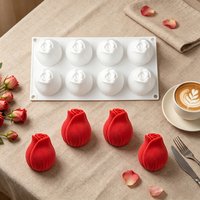 8-PC Silicone Mold for Mousse Cake Flowers Dessert Chocolate Pudding French Style Baking Mold Kitchen Cooking Tools