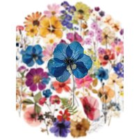 AliExpress NONE 50Pcs Pressed Flower Art Stickers Flower Transparent Decals Plant DIY Decoration Toy Fridge Laptop Guitar Car Bike Skateboard