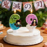 Demon Slayer Theme Kimetsu No Yaiba Candle Number 0-9 Candle Cake Decoration Birthday Party for Kids Baby Shower Decor Gift
