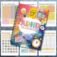 1PC ADHD Spiral Notebook, ADHD Planner, Cleaning Schedule, ADHD Executive Function Workbook for Adults, Spiral Bound Notebook wi