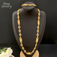 Original Design Jewelry Set for Men Hip Hop Necklace Bracelet Dubai 18K Gold Plated Fashion Jewellery for Party Daily Wear Gifts