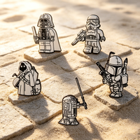 5pcs Star Wars R2-D2 Millennium Falcon Cartoon Brooch Set Metal Personality Badges Jewelry for Clothing And Backpack Accessory