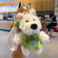 Plush Toy West Highland White Terrier Scruffy Puppy Car Keychain Girl's Bag Pendant Key Ring
