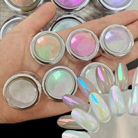 6Colors Neon Pink Mermaid Nail Powder Aurora Shell Nail Rubbing Dust Magic Mirror Iridescent Fine Chrome Pigment DIY Manicure S8