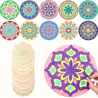 10pc 2D Flat Set Mandala Wooden Craft Kit Unfinished Wooden Pieces for Painting Suitable for Art Projects And Outdoor Activities
