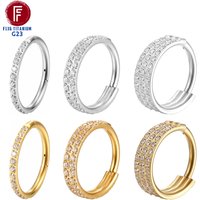 G23 Titanium Side Prong Set Half Circle Cubic Hinged segment Zircon Nose Cilcker Conch Piercing 6/8/10/11/12mm Hoops