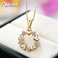 Anziw Heart Moissanite Pendant necklace 3mm D VVS1 Certified Women's Charm Necklace Valentine's Day Jewelry Gift 14K Gold Filled