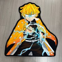 Demon Slayer Zenitsu Agatsuma Design Rug Bedroom Living Kid's Room Non-slip Decorative Floor Mat Collection Birthday Gift Carpet