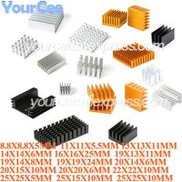 10pcs/2pcs Aluminum Alloy Heatsink Radiator Heat Sink Cooling Silver 25X25X5 20X20 8.8X8.8X5 11X11 14X14 19X13X11 19X19X24mm