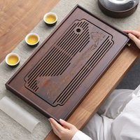 Bamboo Chinese Kungfu Tea Tray Engrave Pattern Vintage Tea Serving Tray Water Storage Tray Detachable Tea Drainage Board Gift