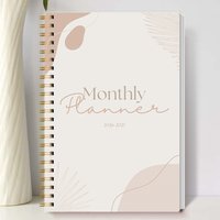 2026-2027 Monthly Planner A5 Spiral Notebook Minimal Neutral Aesthetic Spring Fall Schedule Organizer for School Office Home