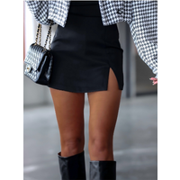 Sexy Split Short Skirt Women's Solid Color Mini Skirt Fashion Casual Autumn Black Skirt