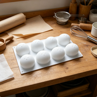 1pc 8-cavity tall round cake mold, 3D full shape, non-stick, high temperature resistant, premium baking tool