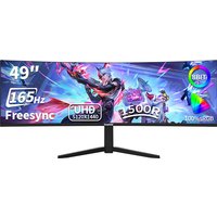 49-Zoll-Curved-Gaming-Monitor, 32:9 Ultrawide, 5120*1440 5K WQHD, 165Hz VA-Panel, 1500R Krümmung, FreeSync, eingebauter Lautsprecher, RGB-Beleuchtung, 100% sRGB, VESA-Halterung