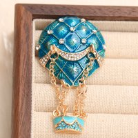 Baroque Luxury Beautiful Blue Hot Air Balloon Tassel Design Men's and Women's Brooch Pin,Jewelry and Accessories Party Gifts