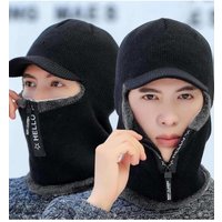 AliExpress NONE New Men Winter Warm Wool Hat Outdoor Ear Protection Hats Warm Thick Bicycle Knitted Capd Scarf Windproof Visors Cap