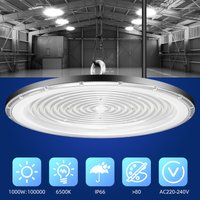 200W-1000W Energy Saving LED UFO High Bay Light IP66 Waterproof 6500K Daylight White Industrial Ceiling Lamp for Warehouse Workshop Garage Gym