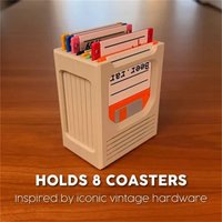 Retro Floppy Disk Coaster Holder With 6 Coasters For Table Decor Home Office Desk Gift For Tech Lovers Halloween Birthday Party