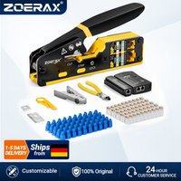Zestaw narzędzi do zaciskania ZoeRax RJ45 CAT6 CAT5E CAT5, narzędzie do zaciskania, tester kabli, przecinak do przewodów i ściągacz izolacji, ostrze, 50 szt. Złączy i butów