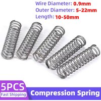5PCS Compression Spring Steel Pressure Y-Type Springs Wire Diameter 0.9mm Outer Diameter 5-22mm Length 10mm to 50mm