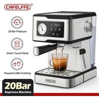 Cafelffe Espresso Coffee Machines Stainless Steel with Milk Frother Steam Wand Semi-Automatic Cappuccino Maker 20Bar Cafetera