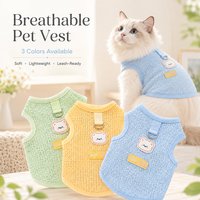 Breathable Pet Vest for Cats Small Dogs Bear Decor Mesh Shirt with Leash Ring Spring Summer Pet Dog Clothes Cat Accessories