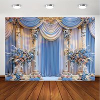 VIKAMA Fresh and Elegant Flower Castle Wedding Party Background Decoration Cloth Colorful Wedding Background Decorative