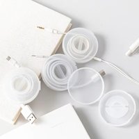 Portable Transparent Phone Cable Organizer Earphone Charger Cord Management Line Storge Holder Box USB Data Line Bobbin Winder