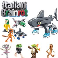 New Brainrot Bricks Set Tungtungtung Sahur Italian Brainrot Tralalero Tralala Building Blocks Assembly Toys for Chrismas Gifts