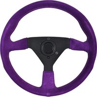 14 Inch No Hole Flat Bracket Racing Steering Wheel 40mm Deep Drift Simulation Steering Wheel with Purple Suede Leather