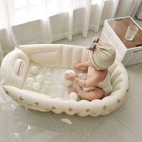 1PCS aufblasbare Babybadewanne / aufblasbarer Babystuhl, Kleinkind-Badewanne mit Luftpumpe, Rückenstütze, tragbarer Sitz