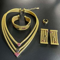 Necklace Chain Earrings Bangle Bracelet Ring Woman Jewelry Set Girl Gift