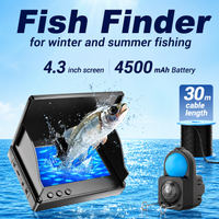 Caméra de pêche sous-marine avec écran LCD de 4,3 pouces, résolution HD 1080p, étanche IP68, vision nocturne infrarouge et sondeur de profondeur avec câble de 15 m/30 m.