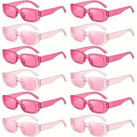 Pink Retro 90s Round Corner Rectangle Lightweight Plastic Glasses Batch for Bachelorette Wedding Photo Booth Party Props